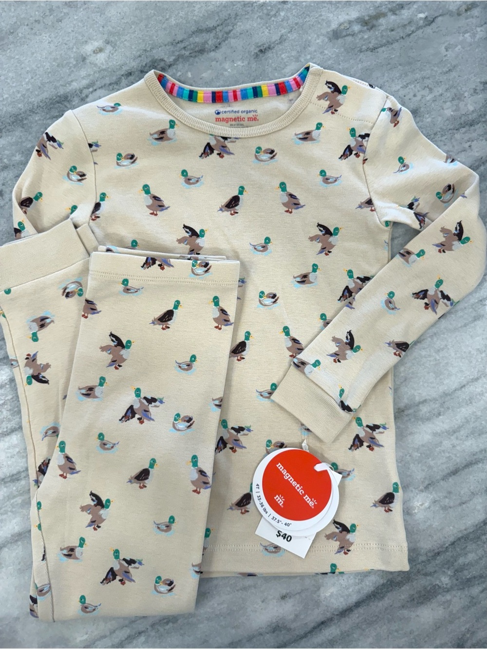 Magnetic Me Cream Pajama Set with Duck Print